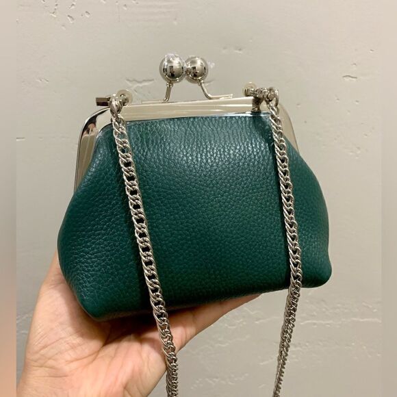 Handmade Genuine Premium Pebble Leather Kisslock Clutch/Wristlet/Evening Bag - Picture 1 of 15